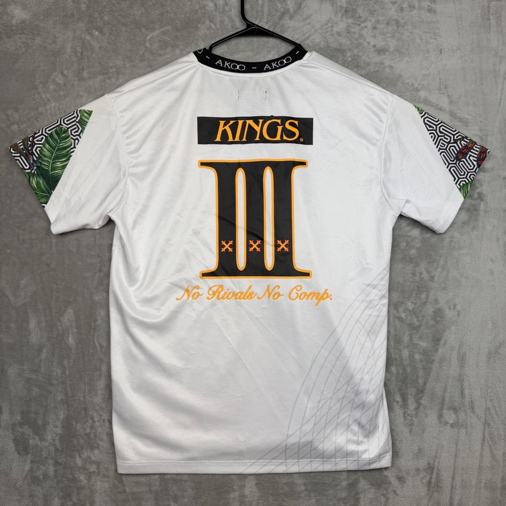 AKOO World Cup Kings III Graphic Soccer Jersey White Mens XXL Tropical Mesh Top